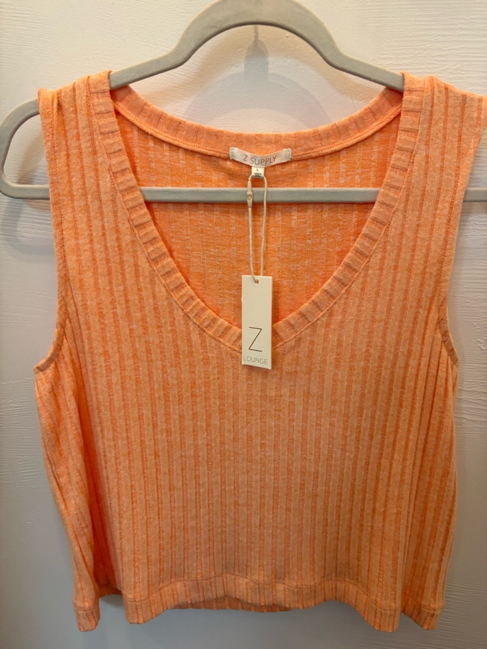 Z Supply Malibu Orange Ribbed V-Neck Tank Top